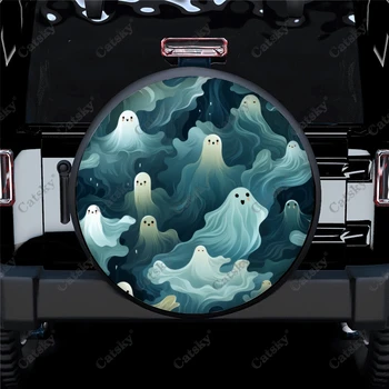 Страшный рисунок на Хэллоуин, полиэфирный универсальный чехол для запасного колеса, колесные чехлы для прицепа RV, внедорожника, грузовика Camper