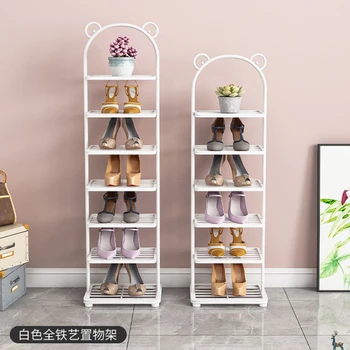 Простая стойка для обуви в форме панды для домашнего хозяйства, многослойный пылезащитный шкаф для обуви, экономящий пространство, Железная стойка для сушки белья