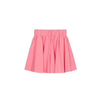 Тонкая женская розовая короткая юбка с эластичным поясом, Летняя новинка, Шикарная модная женская Сексуальная Мини-юбка трапециевидной формы, Свободная плиссированная Мини-юбка